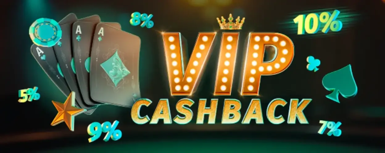 Cartas, fichas y letrero VIP Cashback de Planbet